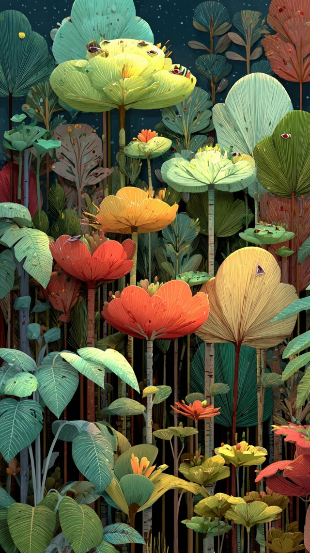 Whimsical Cartoon Plants Illustration