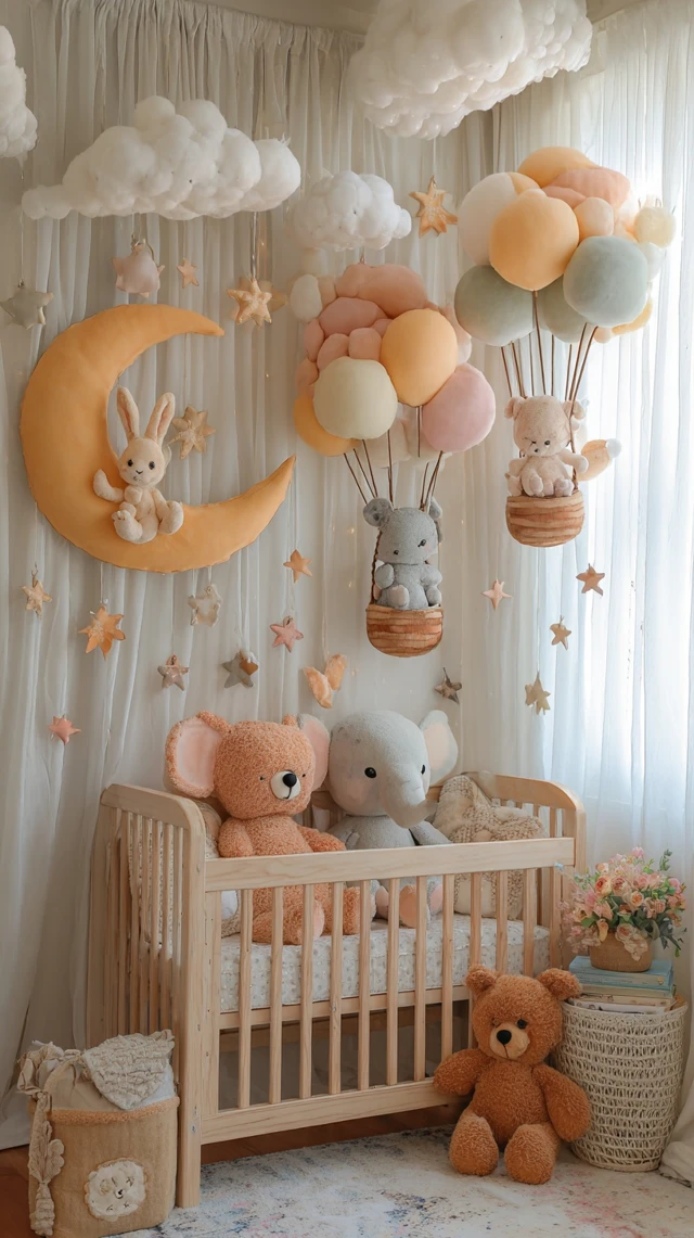 Dreamy Nursery Decor with Balloons and Animals