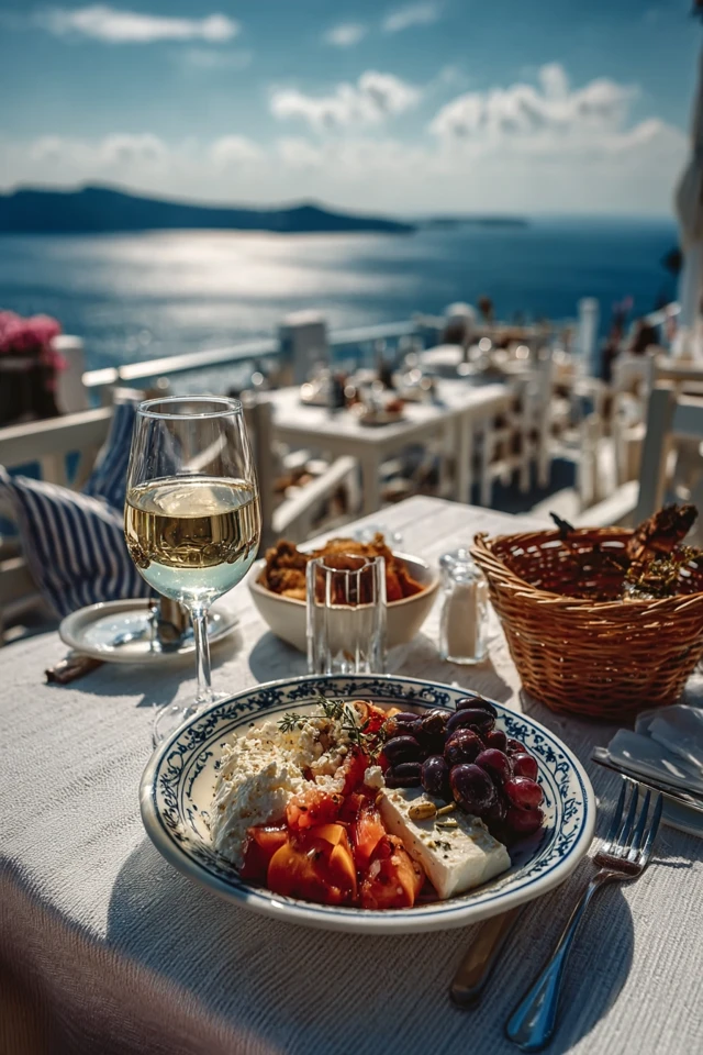 Greek Food and Wine on Santorini Greece