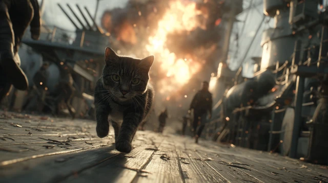 WWII Warship Cat Naval Battle Cinematic