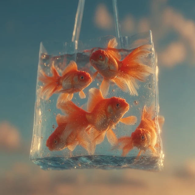 Floating Goldfish Surreal Portrait Dreamy Light