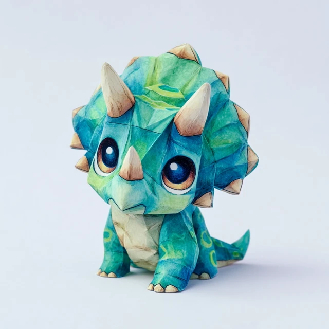 Cute Chibi Triceratops Origami