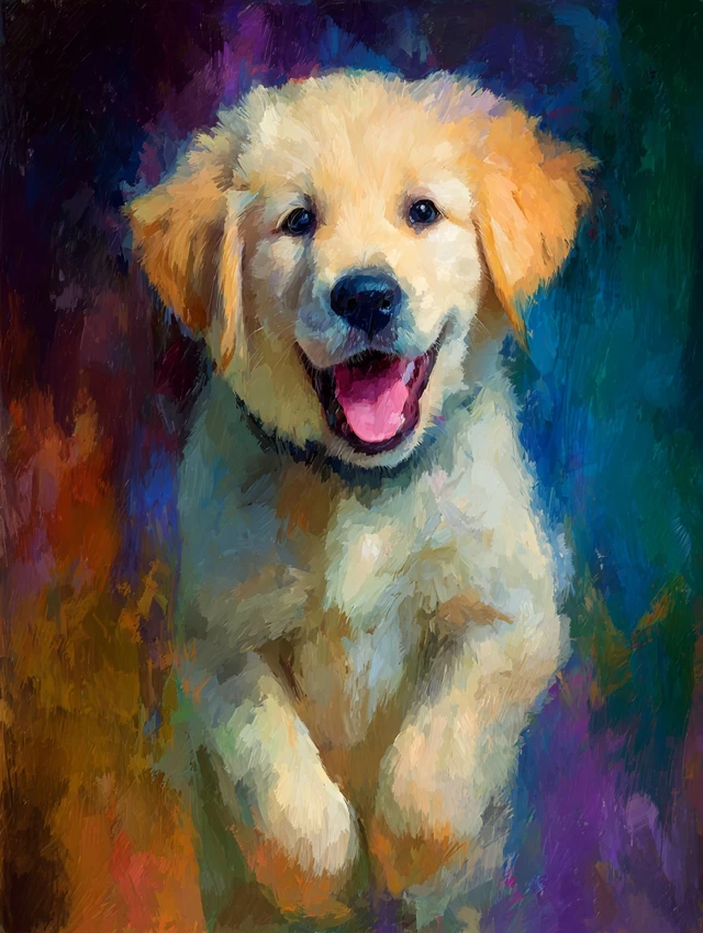 Golden Retriever Puppy Oil Painting