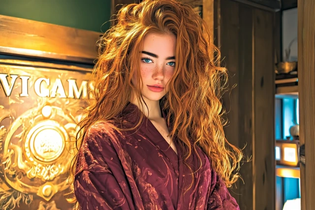 Beautiful European Woman With Luxurious Red Hair