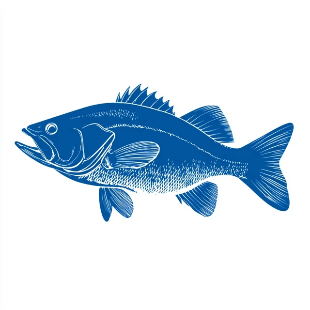 Blue Bass Fish Silhouette Vector Art