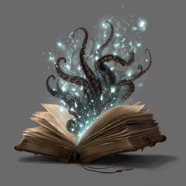 Floating Spellbook With Tentacles A Dark Fantasy Scene