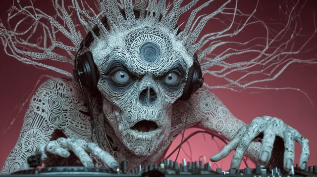 Grotesque Eye Monster DJing on Turntables