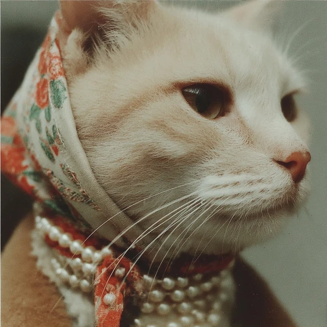 Cat in Headscarf and Pearls Martin Parr Style