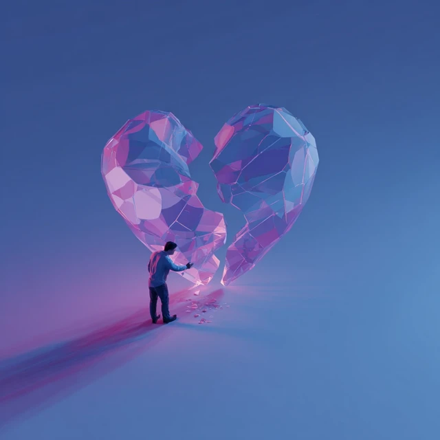 Man Preserving a Glass Heart Minimalist Art