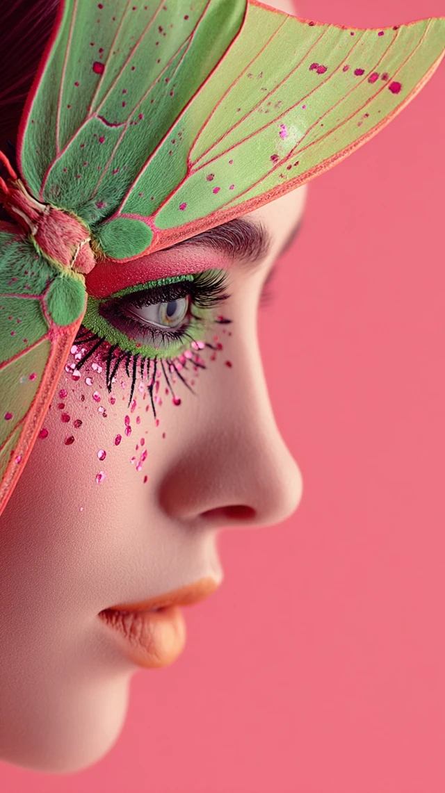 Luna Moth Makeup Look with Neon Eyeshadow