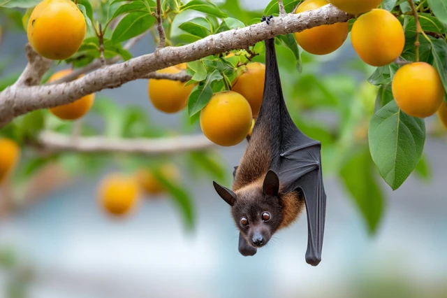 Bat Camouflaged as Fruit in Tropical Tree