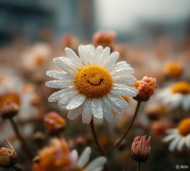 Daisy Flower Smiley Face Springtime Photo