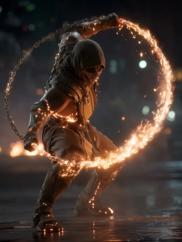 Mortal Kombat Scorpion Fiery Chain Whip