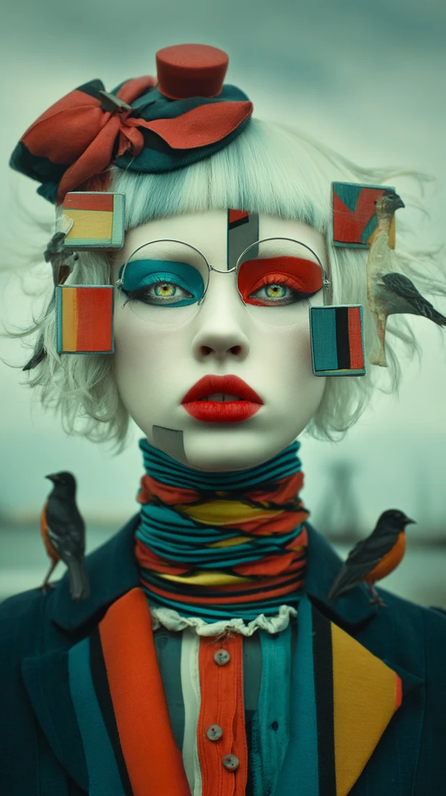 Artistic Portrait of a Woman with Birds
