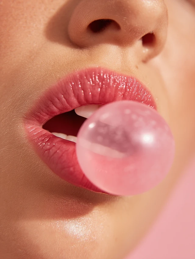 Pink Bubblegum Close Up Playful Fashion Look