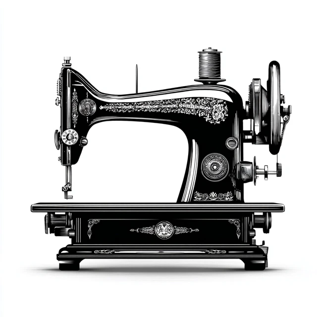 Vintage Sewing Machine Vector Illustration