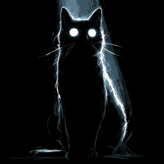 Mysterious Black Cat Glowing Eyes Street Art