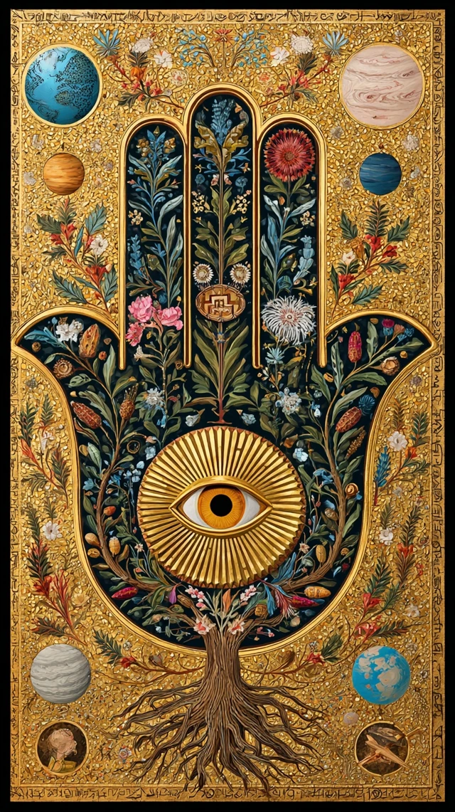 Hamsa Hand Tree of Life Wisdom Eye Art
