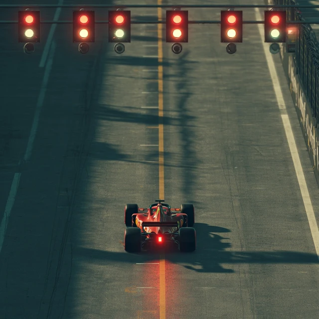 F1 Start Ferrari Style Red Lights View From Above