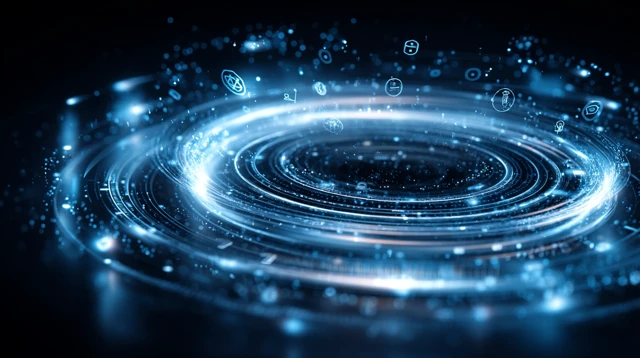 Abstract Tech Interface: Holographic Time Visualization