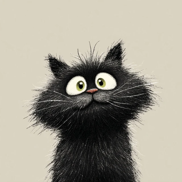 Funny Furry Cute Cat 3D Illustration