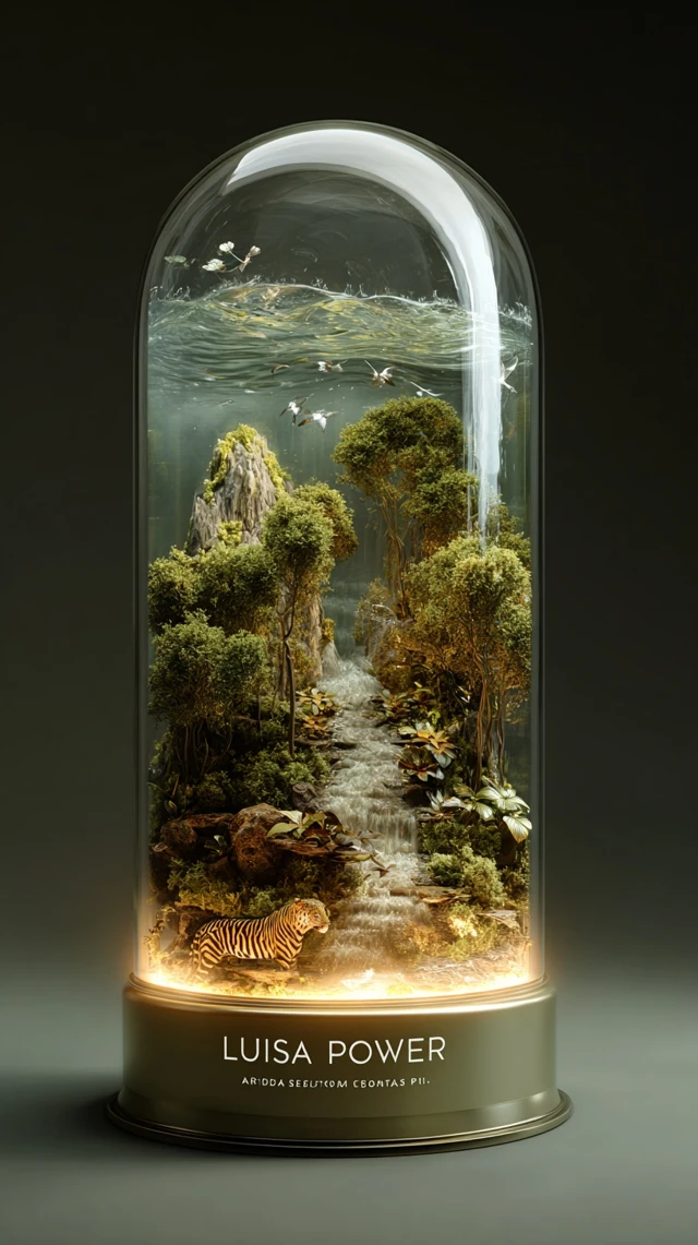 Miniature Jungle Scene in a Glass Capsule LUSA POWER