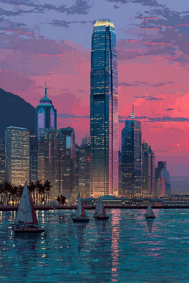 Hong Kong Pixel Art Poster Explore the City