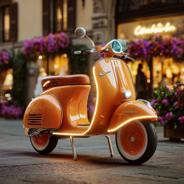 Retro Futuristic Vespa Scooter Design in Milan
