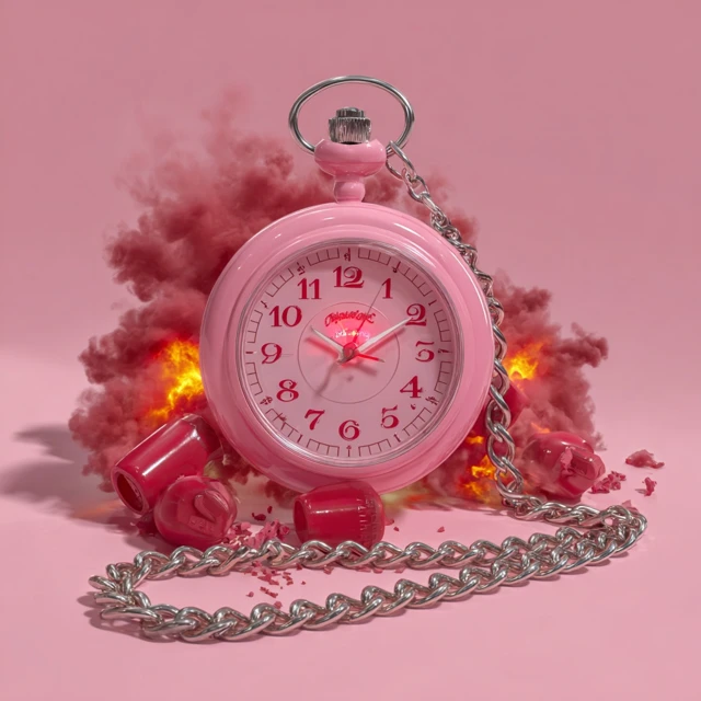 Pink Pop Design Time Bomb Pocket Watch