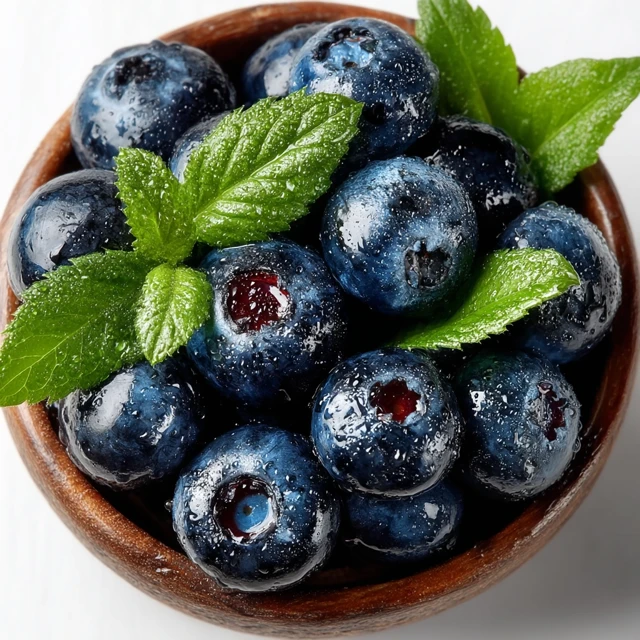 Fresh Blueberries with Mint in a Bowl