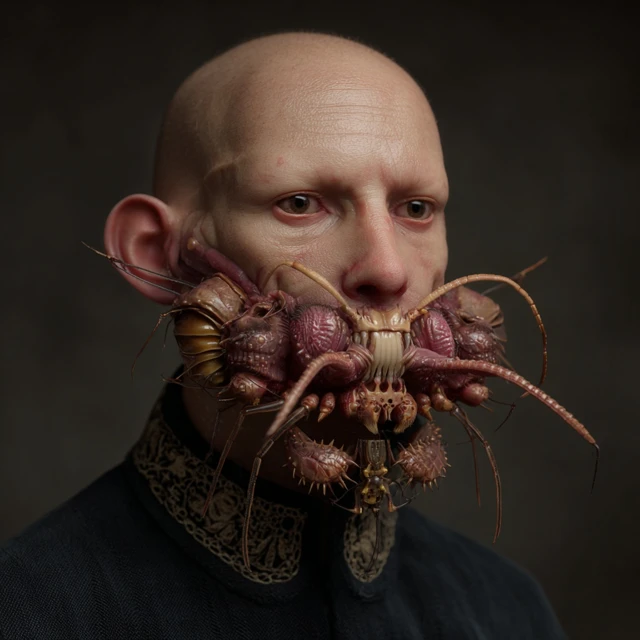Photorealistic Human with Insectoid Features