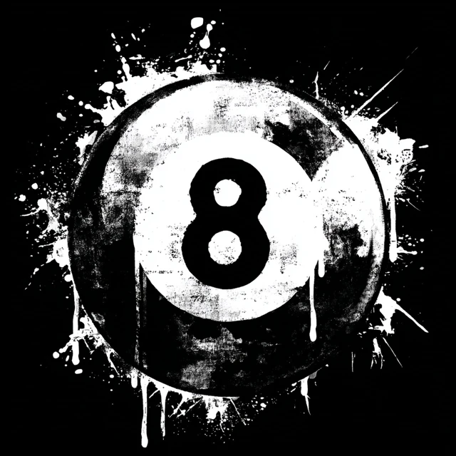 8 Ball Graffiti Car Decal Black and White Design