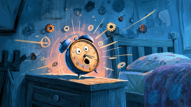 Cartoon Alarm Clock Whimsical Early Morning Scene