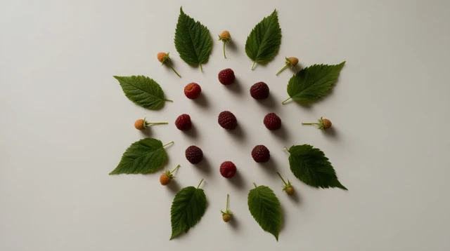 Raspberry Mandala Composition on White Table