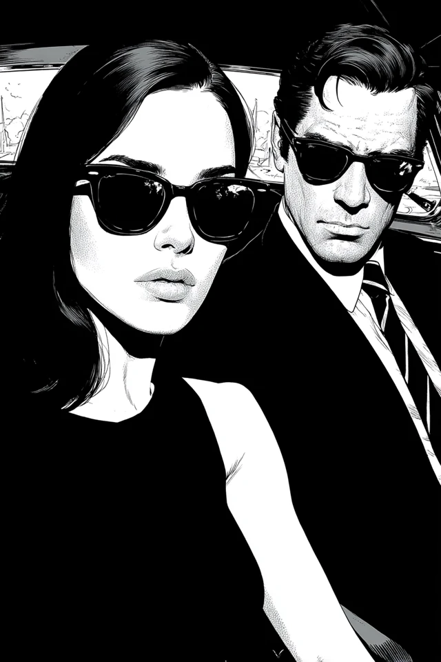 Film Noir Scene Illustration in White