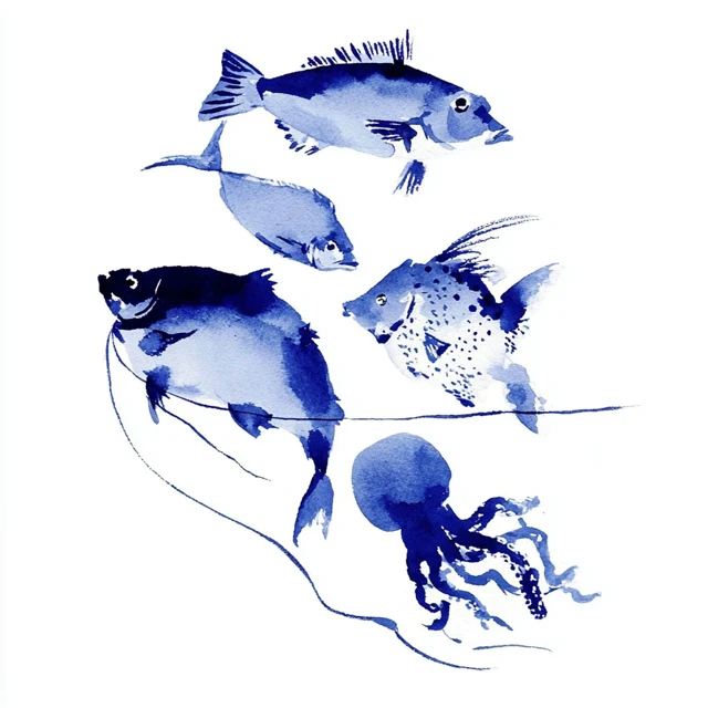 Watercolor Seafood Illustration Marine Life Study