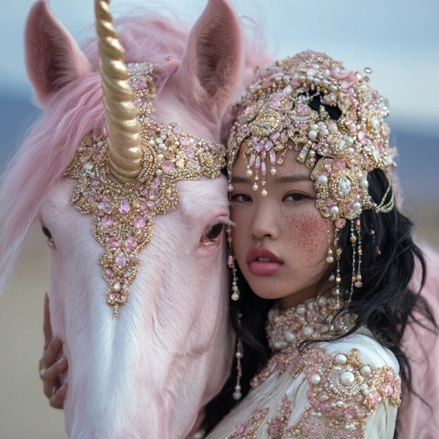 Asian Woman Unicorn Fantasy Portrait