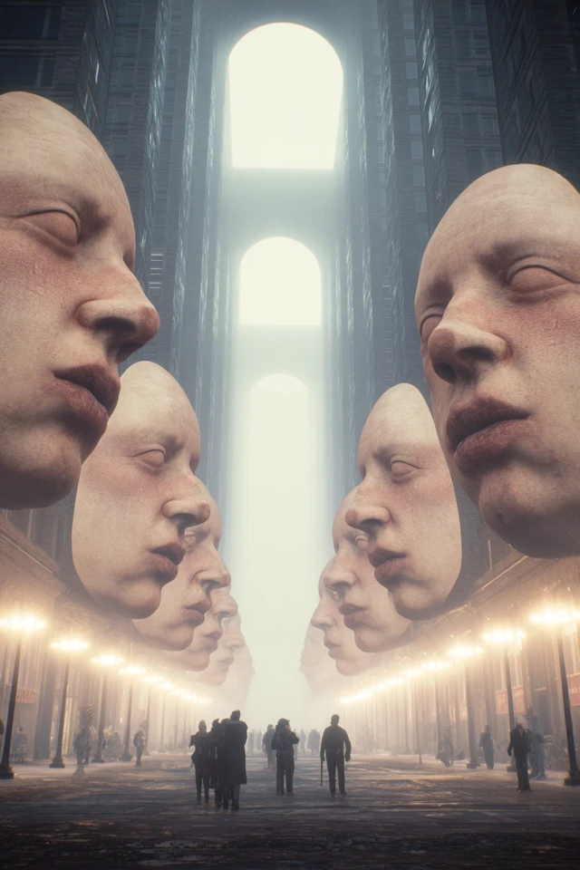 Surreal Parade in a Foggy City