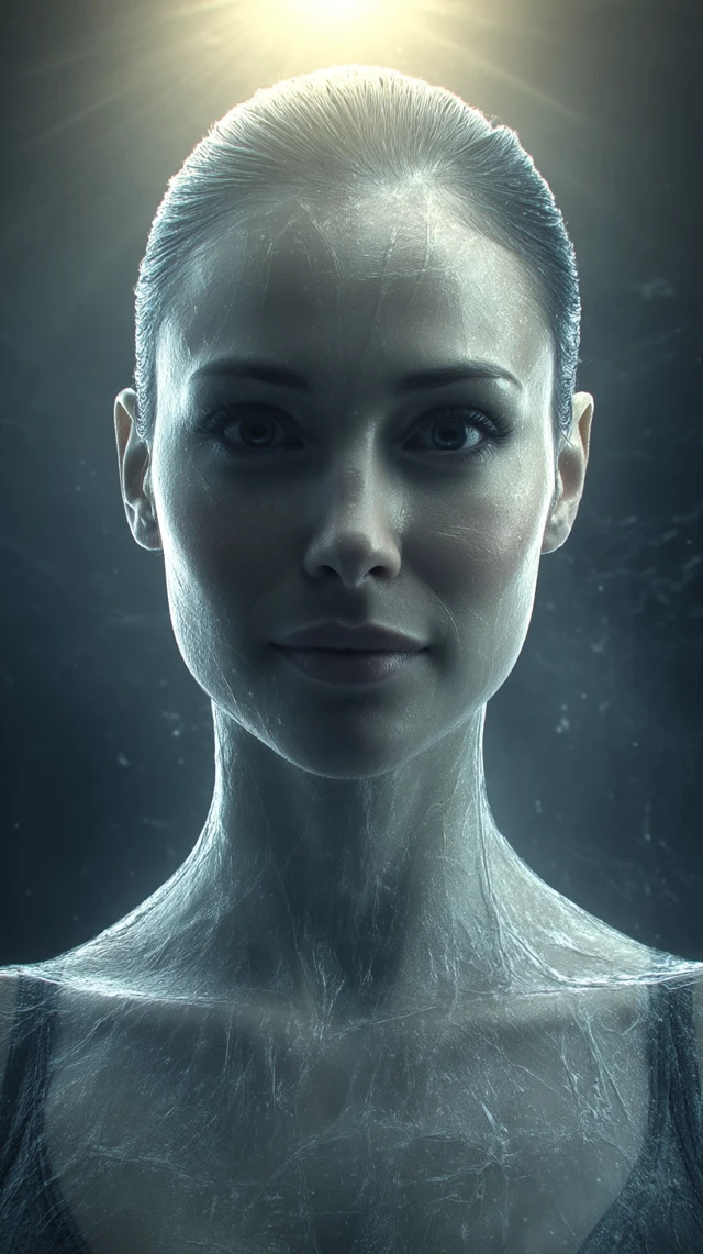 Ethereal Glass Woman: Futuristic Art