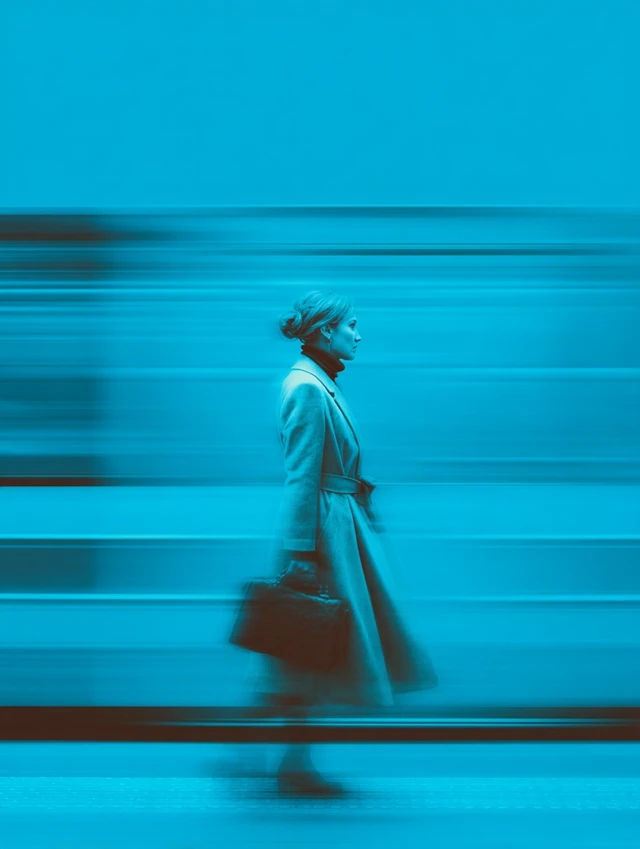 Woman in Blue Motion Conceptual Commercial Image