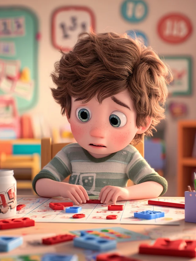 Pixar Boy Doing Math Educational Cartoon
