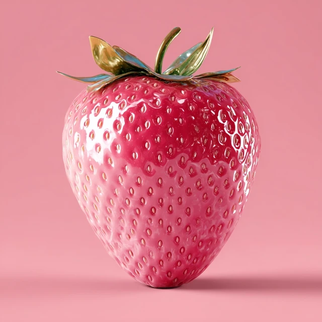 3D Pink Strawberries Blossoms Nature Photography