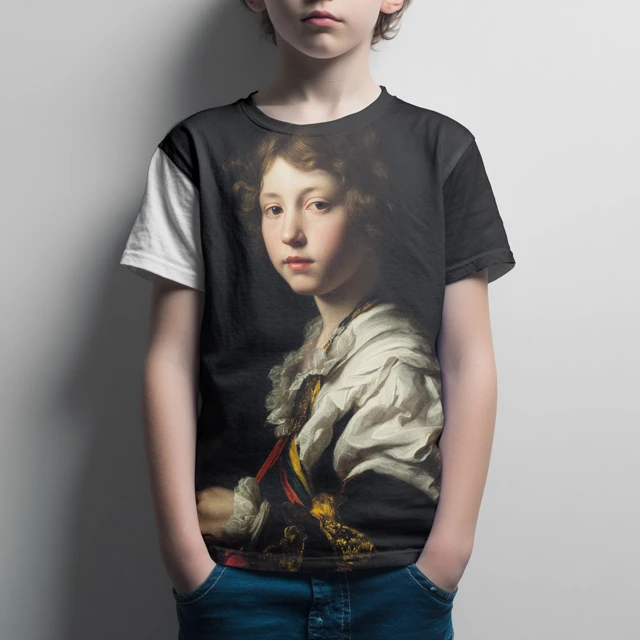 Boy in T-shirt Front View Artistic Portrait