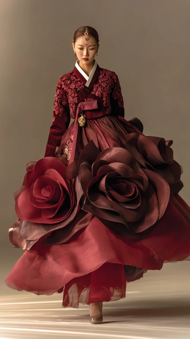 Rose Hanbok Dress Korean Couture Fashion