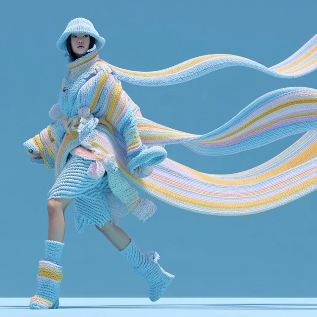 Photorealistic Fashion Model in Knitted Outfit