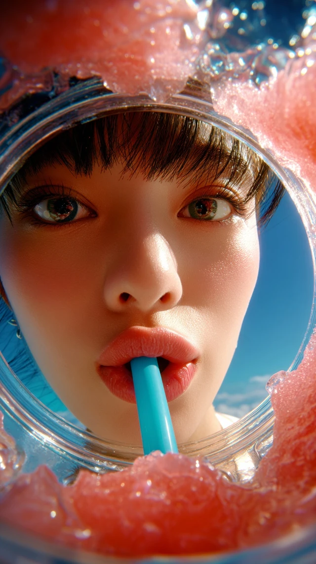 Watermelon Delight Young Woman Drinking
