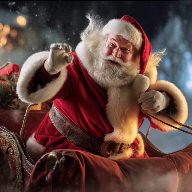 Santa Claus in Sleigh Christmas Photography