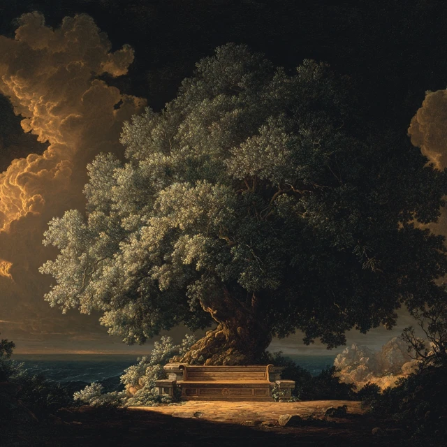 Lone Island Tree Oil Painting Art