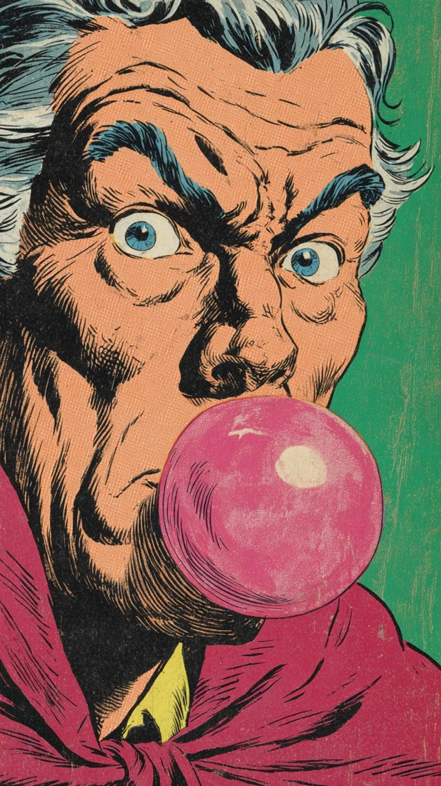 Angry Man Gum Bubble 1960s Comic Art