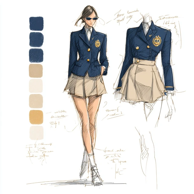 Fashion Sketch School Blazer and Mini Skirt